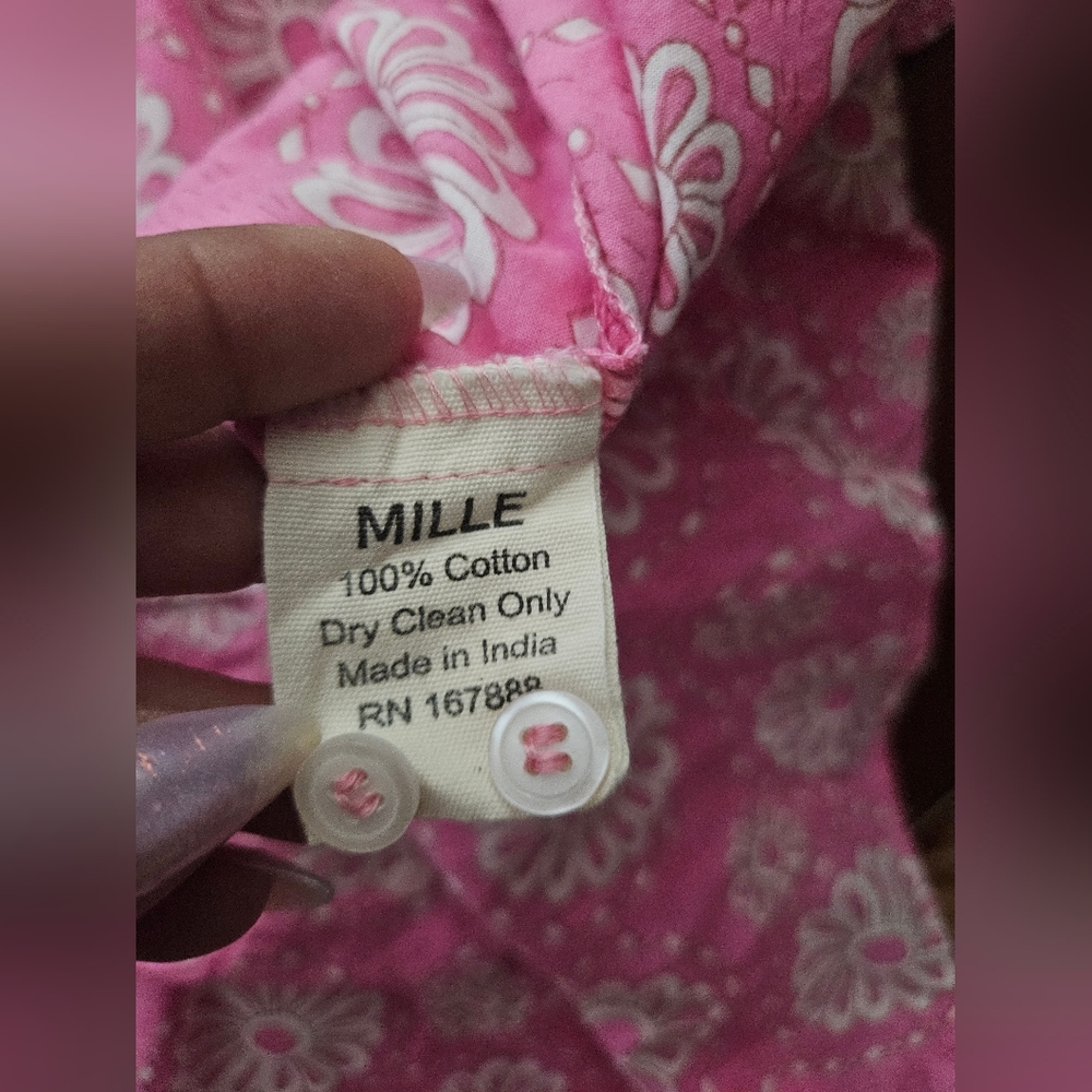 Mille Resort Sofia Top Pink Floral Button-Up Shirt Size Medium - Picture 7 of 7